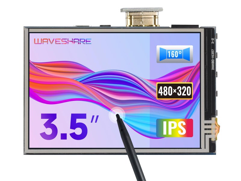 Waveshare شاشة LCD تعمل باللمس مقاومة بحجم 3.5 بوصة من Waveshare، متوافقة مع Raspberry Pi 5/4B/3B/Zero/Zero W/Zero 2W/Pico/Pico W/Pico WH، 480×320، HDMI، IPS، تدعم Windows 11/10/8.1/8/7 - Image 1
