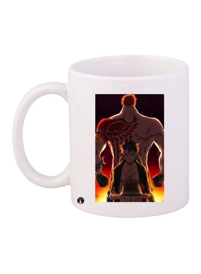 RYN Anime Printed Coffee Mug White/Brown/Black 11ounce