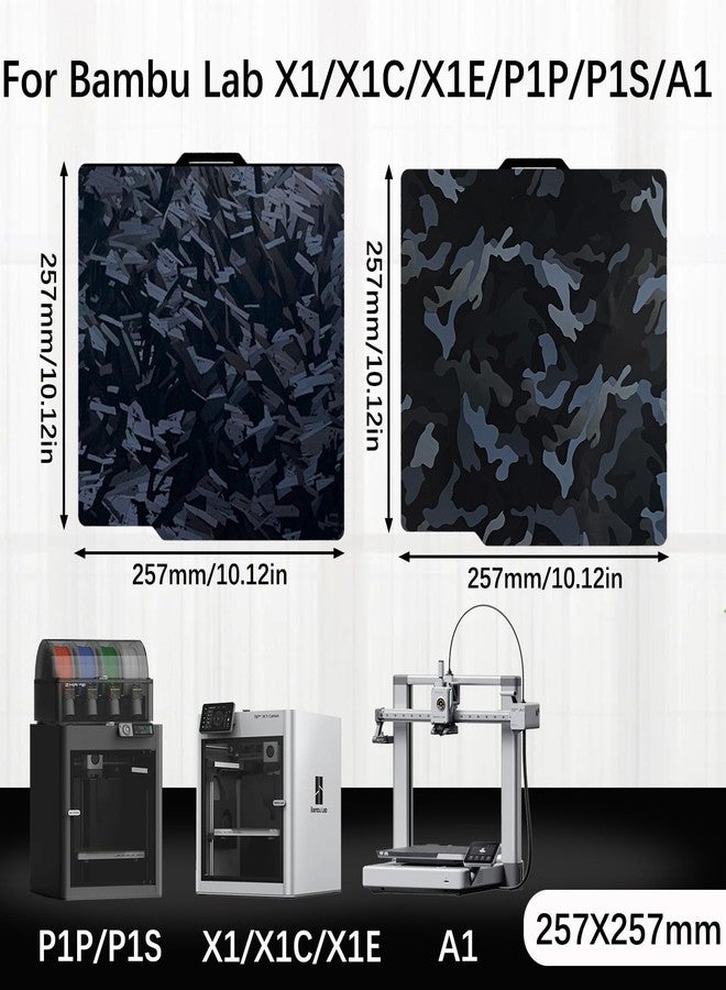Wefuit 257x257mm Camouflage+High-Rise Build Plate for Bambu Lab X2D/X1/X1C/X1E/P1P/P1S/P2S/A1,Double Sided Smooth Flexible Spring Steel Plate Heated Bed Platform for Bambu Lab 3D Printers - Image 3