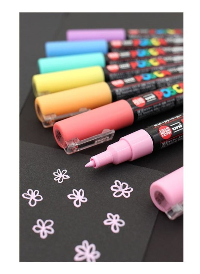 POSCA مجموعة أقلام تلوين أكريليك ناعمة مكونة من 8 قطع على شكل رصاصة مقاس 0.7 مم  - Image 2