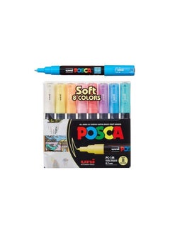 POSCA Acrylic Paint Marker Soft Colors Set 8PCS Bullet Shaped size 0.7mm  - Image 4