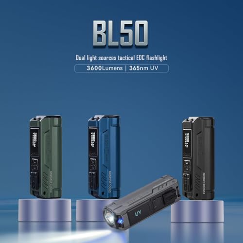 IMALENT BL50 Rechargeable EDC Flashlight 3600 Lumens, UV Light and White LED, High Lumens Portable Flashlights Dual Light Source Pocket Lights for Emergency and Camping (Grey) - Image 3