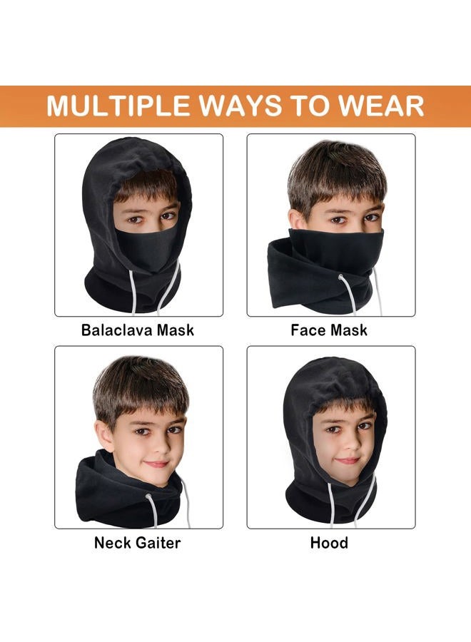 Ineetatu Kids Winter Balaclava Windproof Hats (2 Pack), Warm Fleece Ski Mask Neck Warmer for Boys & Girls, Adjustable Full Face Cover, Black + Purple, One Size - Image 5