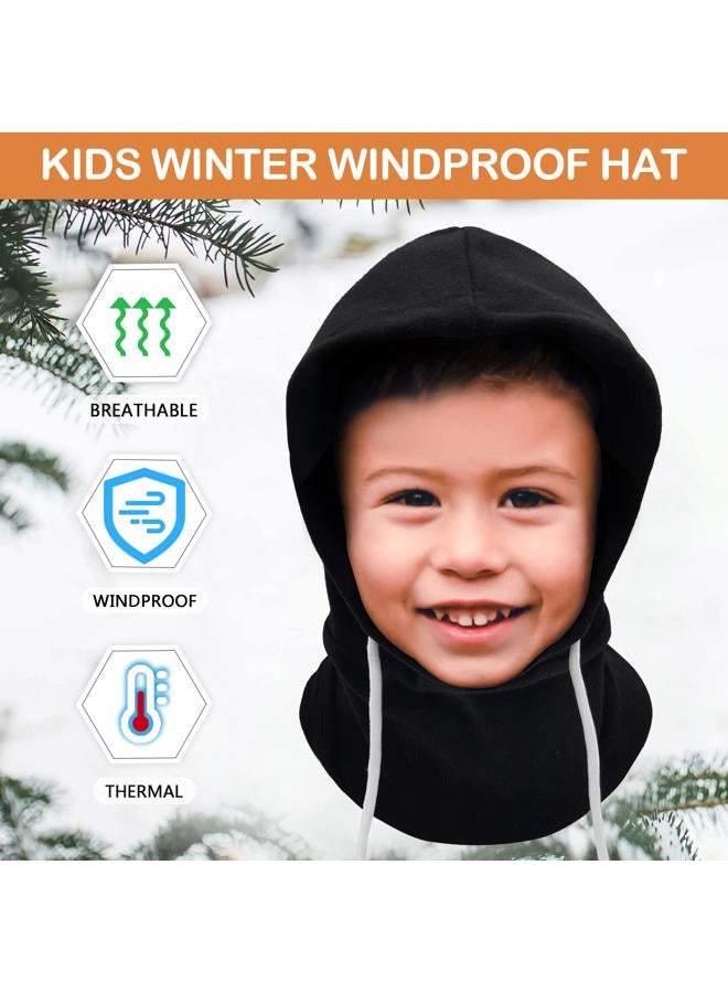 Ineetatu Kids Winter Balaclava Windproof Hats (2 Pack), Warm Fleece Ski Mask Neck Warmer for Boys & Girls, Adjustable Full Face Cover, Black + Purple, One Size - Image 3