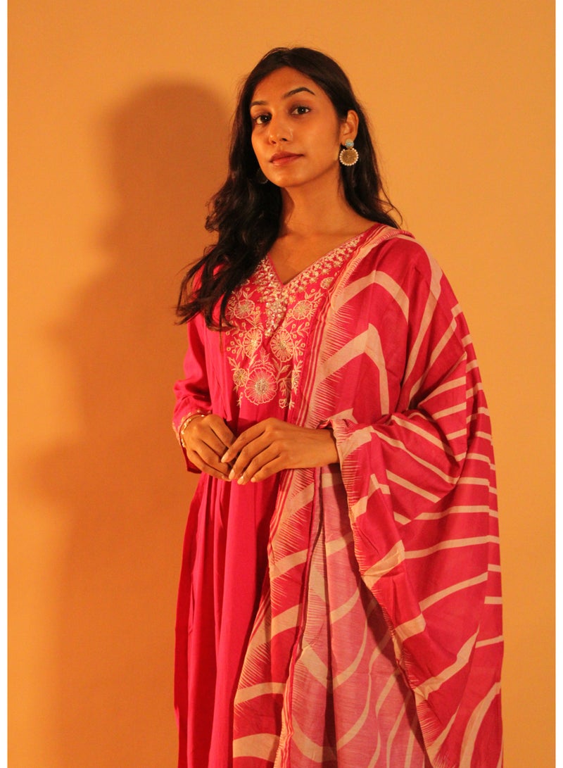 zaha dxb Rani Pink Salwar Kameez Set | Silk Blend Elegant Ethnic Wear for Women - Image 5