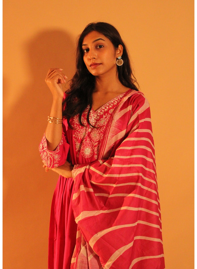 zaha dxb Rani Pink Salwar Kameez Set | Silk Blend Elegant Ethnic Wear for Women - Image 3