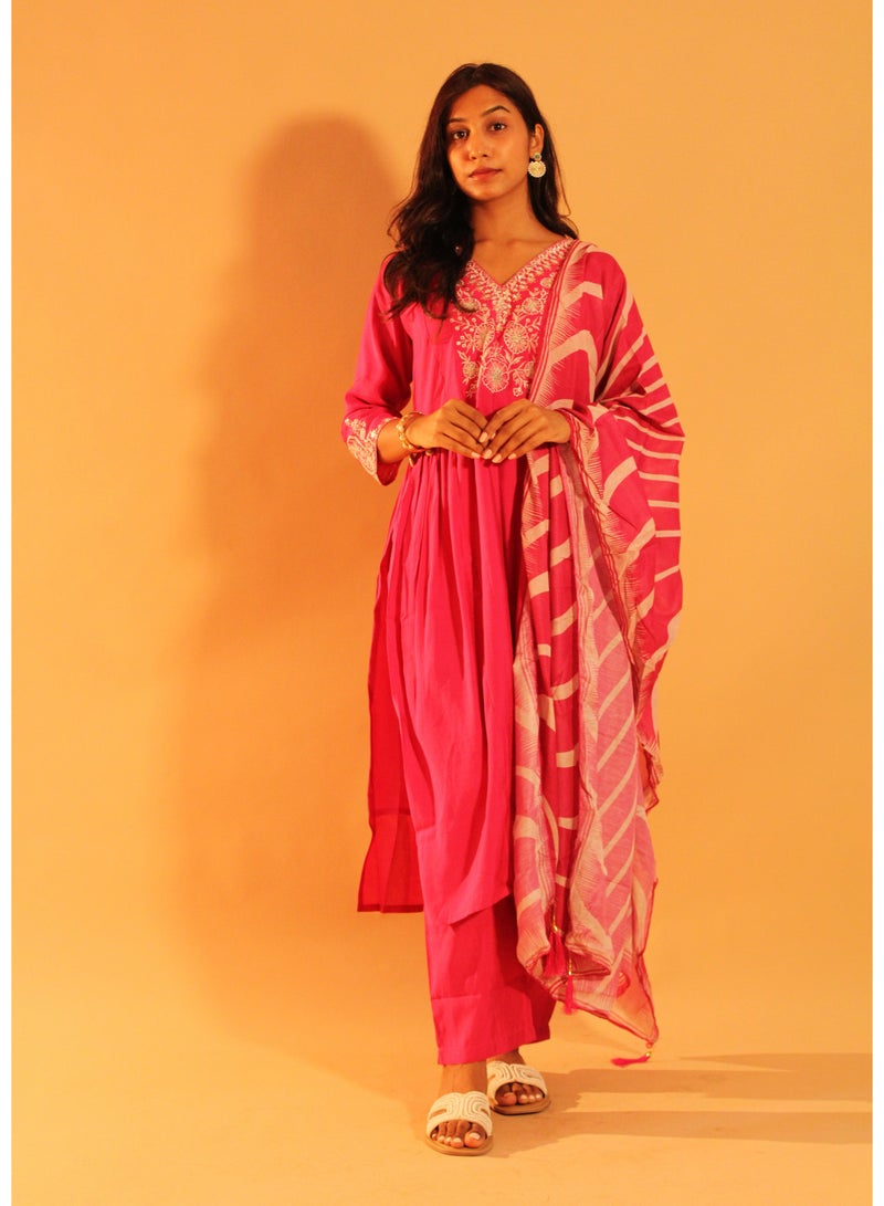 zaha dxb Rani Pink Salwar Kameez Set | Silk Blend Elegant Ethnic Wear for Women - Image 2