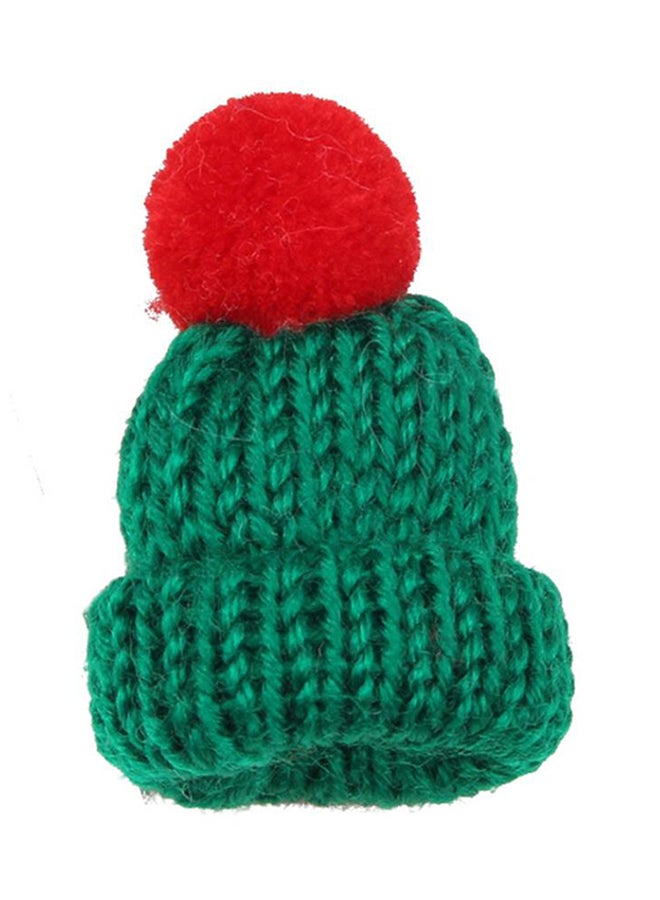 Knitted Hat Shaped Pom Pom Brooch Pin