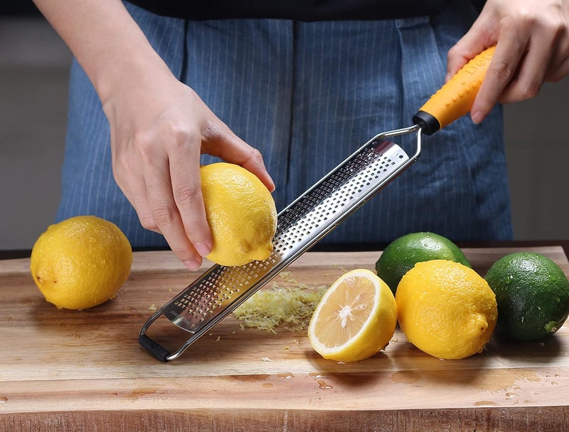 Deiss PRO Citrus Lemon Zester & Cheese Grater — Parmesan Cheese, Lemon, Ginger, Garlic, Nutmeg, Chocolate, Vegetables, Fruits - Razor-Sharp Stainless Steel Blade + Protect Cover - Dishwasher Safe - Image 4