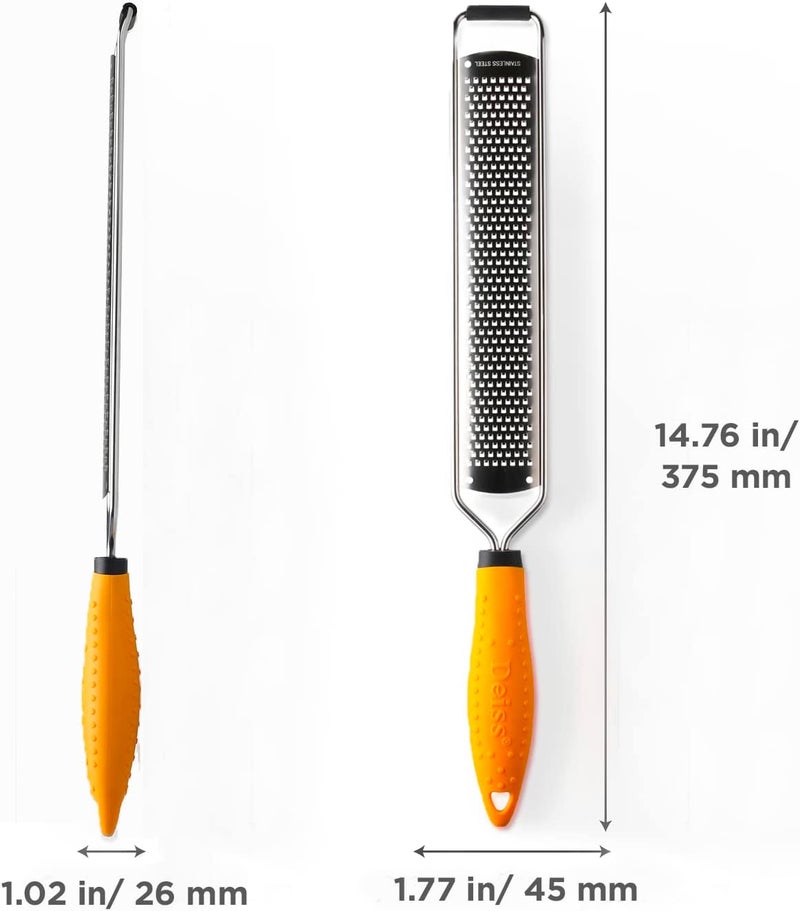 Deiss PRO Citrus Lemon Zester & Cheese Grater — Parmesan Cheese, Lemon, Ginger, Garlic, Nutmeg, Chocolate, Vegetables, Fruits - Razor-Sharp Stainless Steel Blade + Protect Cover - Dishwasher Safe - Image 2