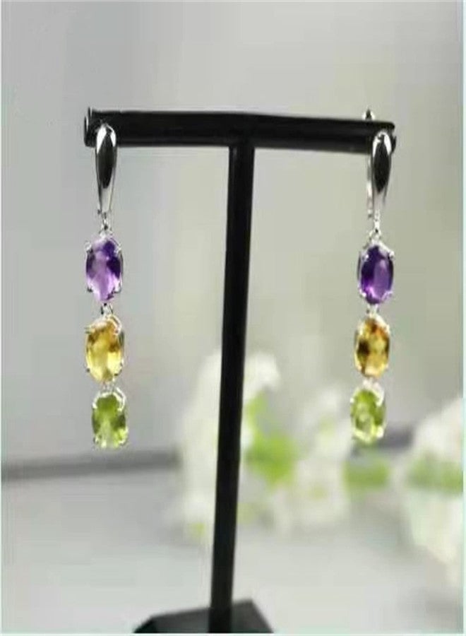 RLHRNDE Mardi Gras Hoop Earrings for Women Girls Trendy Long Dainty Purple Green Gold Bling Diamond Crystal Dangle Drop Statement Earrings Fun Carnival Theme Cosplay Party Jewelry (Crystal Mardi Gras) - Image 4
