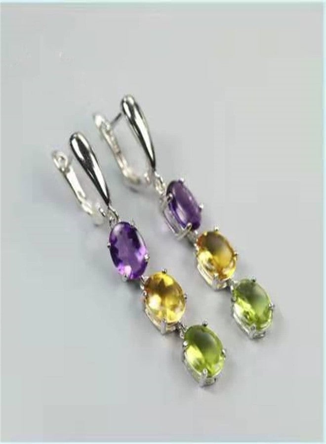RLHRNDE Mardi Gras Hoop Earrings for Women Girls Trendy Long Dainty Purple Green Gold Bling Diamond Crystal Dangle Drop Statement Earrings Fun Carnival Theme Cosplay Party Jewelry (Crystal Mardi Gras) - Image 2