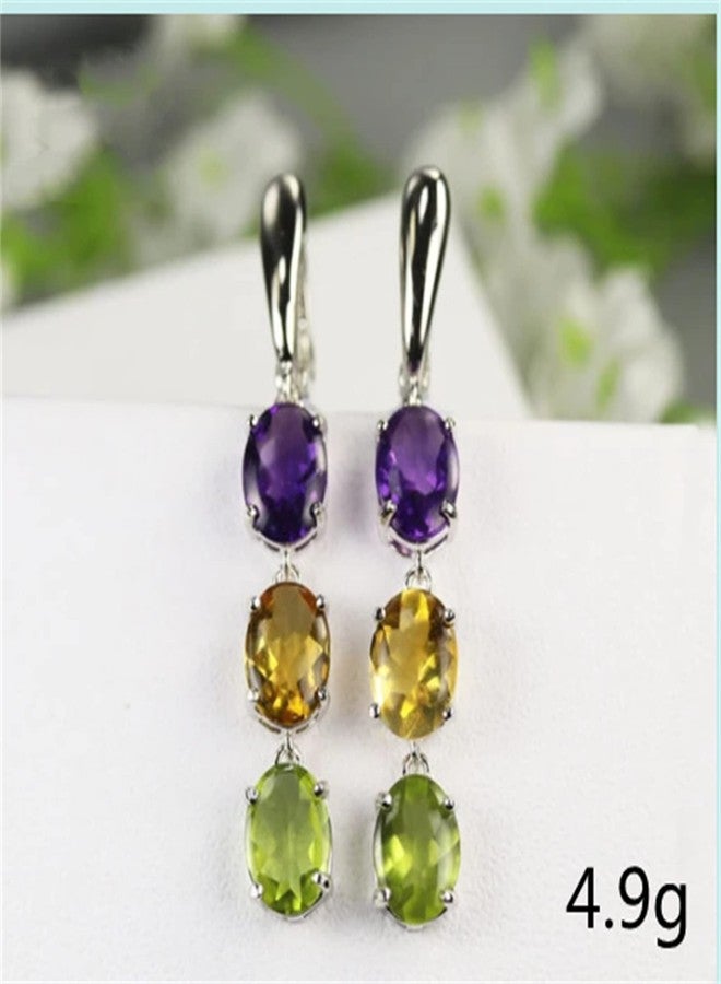 RLHRNDE Mardi Gras Hoop Earrings for Women Girls Trendy Long Dainty Purple Green Gold Bling Diamond Crystal Dangle Drop Statement Earrings Fun Carnival Theme Cosplay Party Jewelry (Crystal Mardi Gras) - Image 3