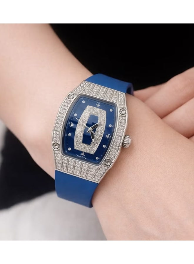 Women's Rubber Watch - Richard Mille Style, Water Resistant, High Quality, Blue Strap