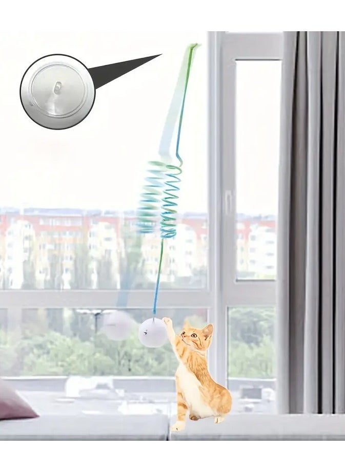 Goolsky Interactive Cat Teaser Toy With Hanging Spring And Plush Ball - Engage Your Kitten In Playtime Fun!  - Image 1