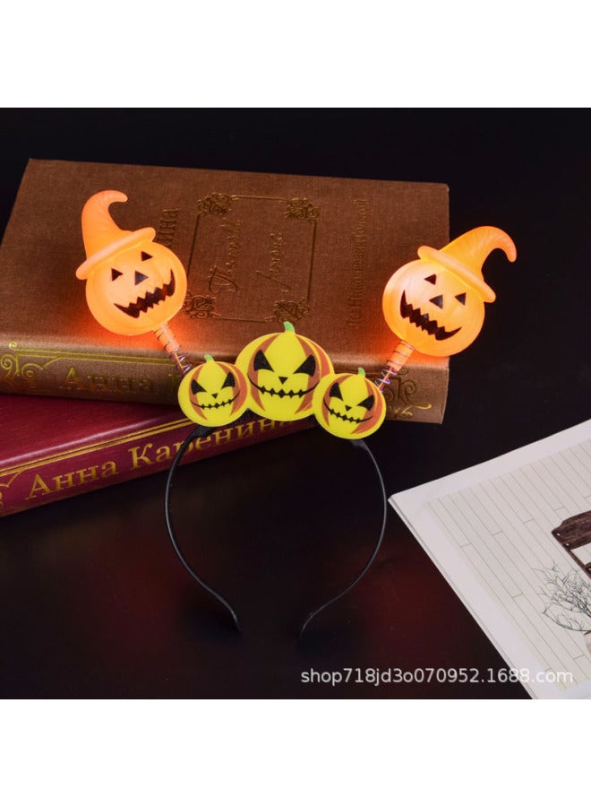 Cross-border Halloween Party Luminous Pumpkin Lantern Hoop Ghost Festival Stage Performance Supplies Skull Head Hoop Hair Hoop Props 