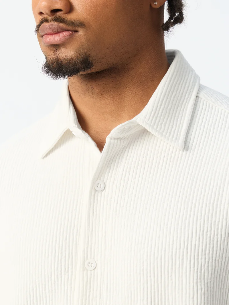 The Souled Store  Textured Shirt: Eggshell  | Best Price UAE