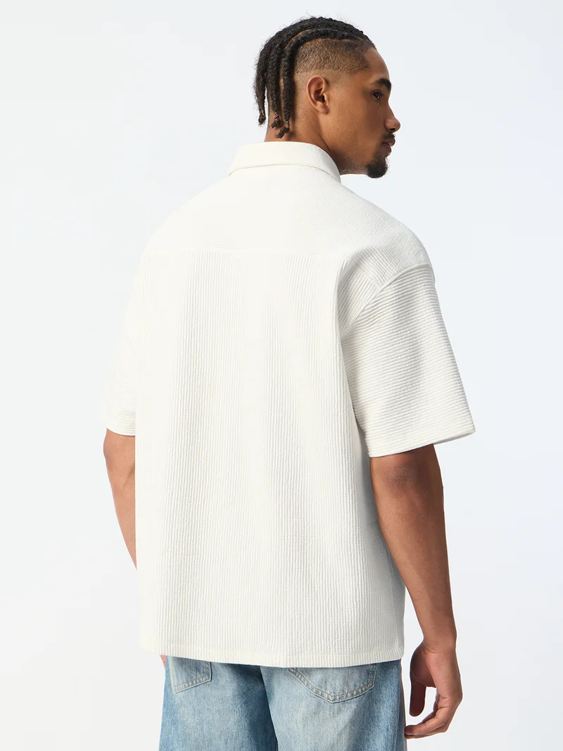 The Souled Store  Textured Shirt: Eggshell  | Best Price UAE
