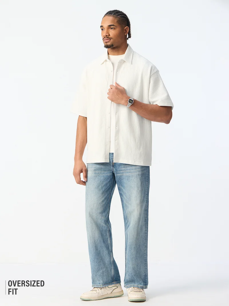 The Souled Store  Textured Shirt: Eggshell  | Best Price UAE