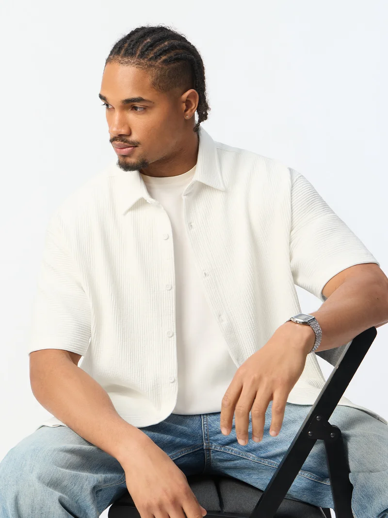 Textured Shirt: Eggshell
