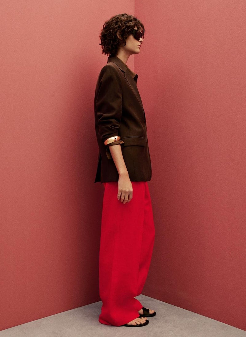 MANGO Straight-Fit Linen Suit Trousers  - Image 2