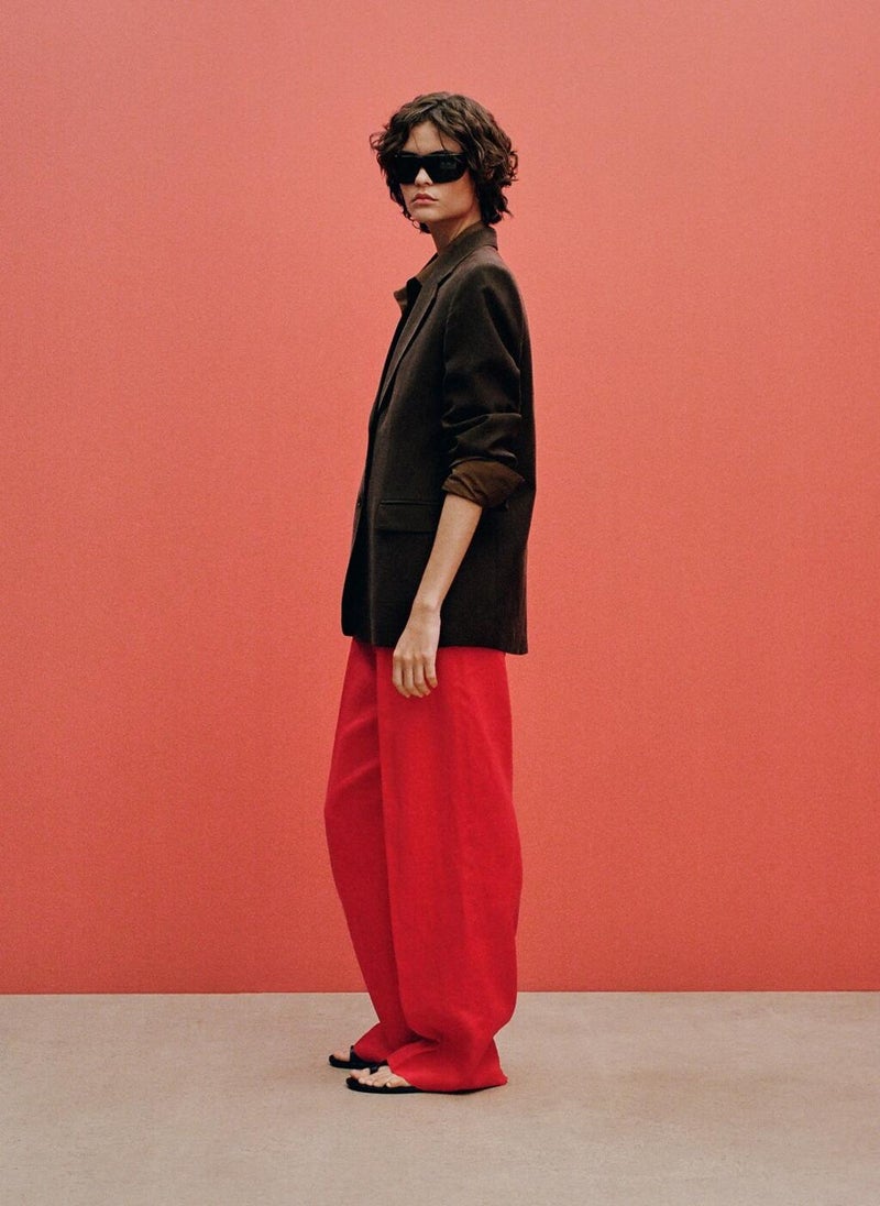 MANGO Straight-Fit Linen Suit Trousers  - Image 3