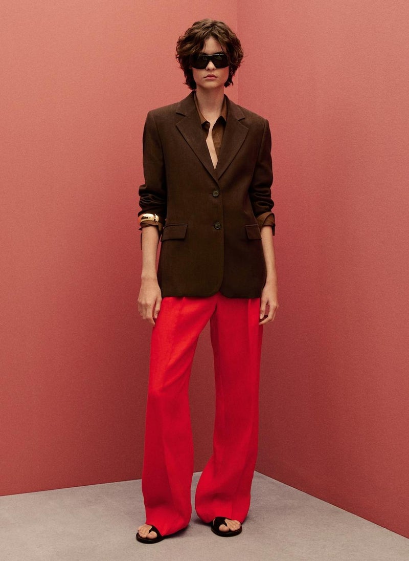 MANGO Straight-Fit Linen Suit Trousers  - Image 4
