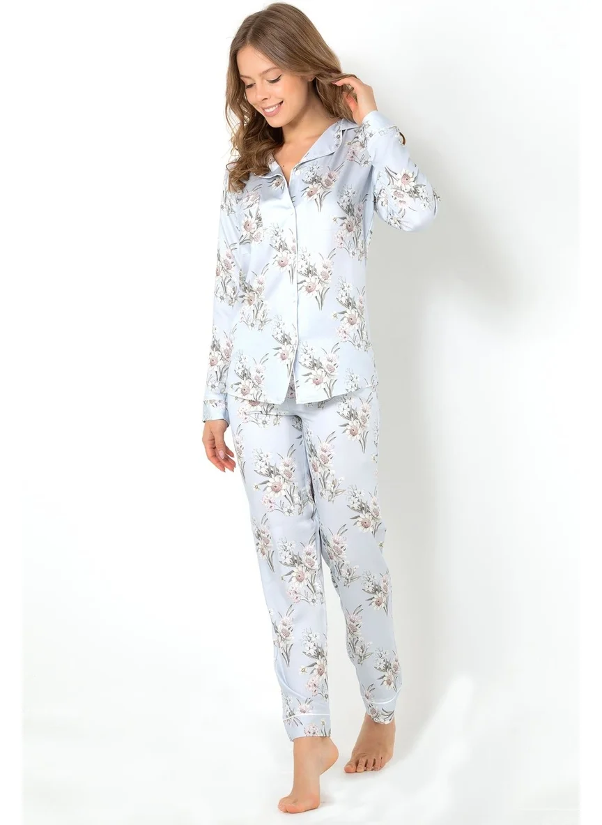 دو رى مى Blue Grace Long Sleeve Women's Pajama Set