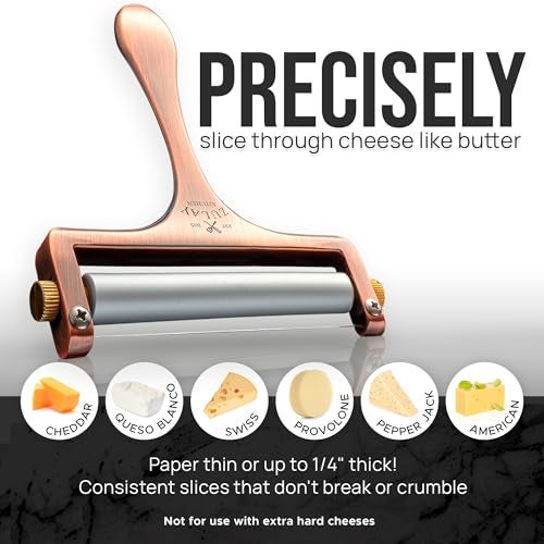 Zulay Kitchen Zulay Adjustable Cheese Slicer - Wire Slicer For Mozzarella, Cheddar, Gouda - Heavy Duty With 2 Extra Wires (Copper) - Image 3