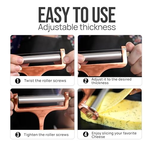 Zulay Kitchen Zulay Adjustable Cheese Slicer - Wire Slicer For Mozzarella, Cheddar, Gouda - Heavy Duty With 2 Extra Wires (Copper) - Image 5