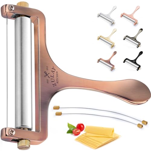 Zulay Kitchen Zulay Adjustable Cheese Slicer - Wire Slicer For Mozzarella, Cheddar, Gouda - Heavy Duty With 2 Extra Wires (Copper) - Image 1