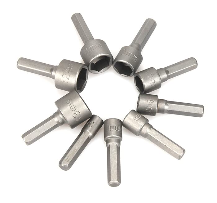 Up To Date Products & Tools Up to Date Products Tools 9 Pcs 513mm Hexagon Nut Driver Drill Bit Socket Screwdriver Wrench Set for Electric Screwdriver Handle Tools Chrome Vanadium Steel  - Image 1