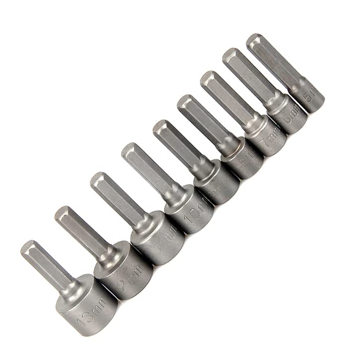 Up To Date Products & Tools Up to Date Products Tools 9 Pcs 513mm Hexagon Nut Driver Drill Bit Socket Screwdriver Wrench Set for Electric Screwdriver Handle Tools Chrome Vanadium Steel  - Image 3