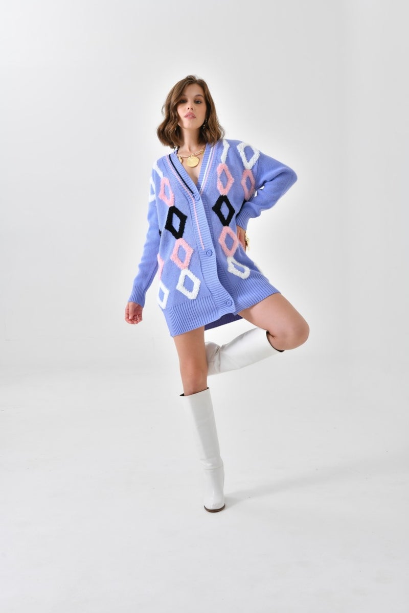 Garmi Ftz Women Women's Baklava Towel Detailed Cardigan Lilac - Image 2