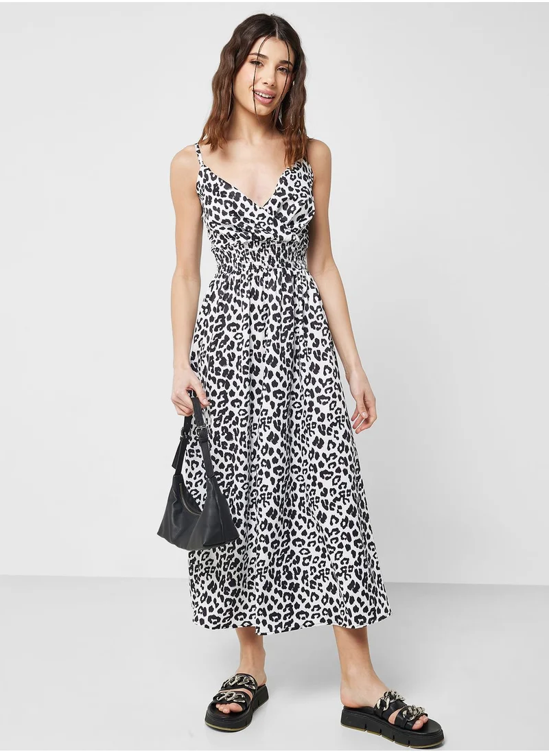 Ginger Strappy Leopard Print A Line Dress