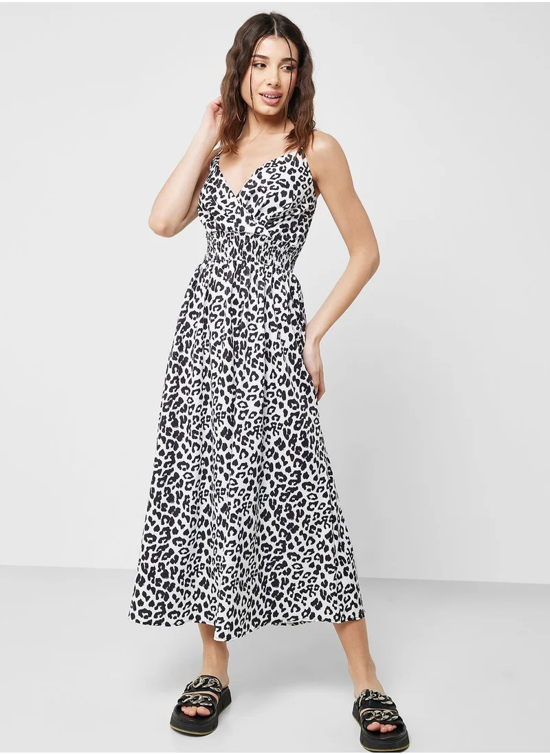 Ginger Strappy Leopard Print A Line Dress