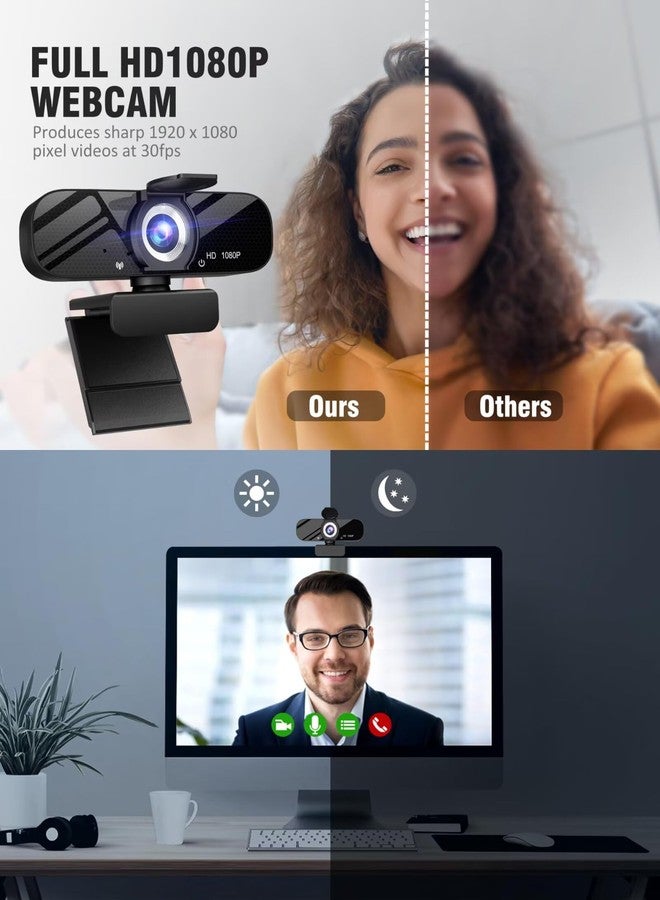 Tewiky Webcam with Microphone for Desktop, 1080P HD USB Computer Cameras with Tripod, Flexible Rotable Wide Angle Webcam for PC Zoom Video/Gaming/Laptop - Image 2