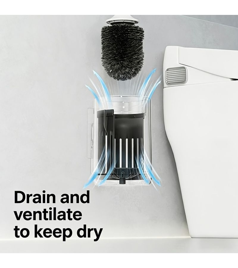 Wall Mounted Punch Free Toilet Brush White Powerful Cleaning Without Dead Angle - Image 4