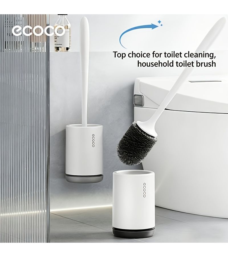 Wall Mounted Punch Free Toilet Brush White Powerful Cleaning Without Dead Angle - Image 1