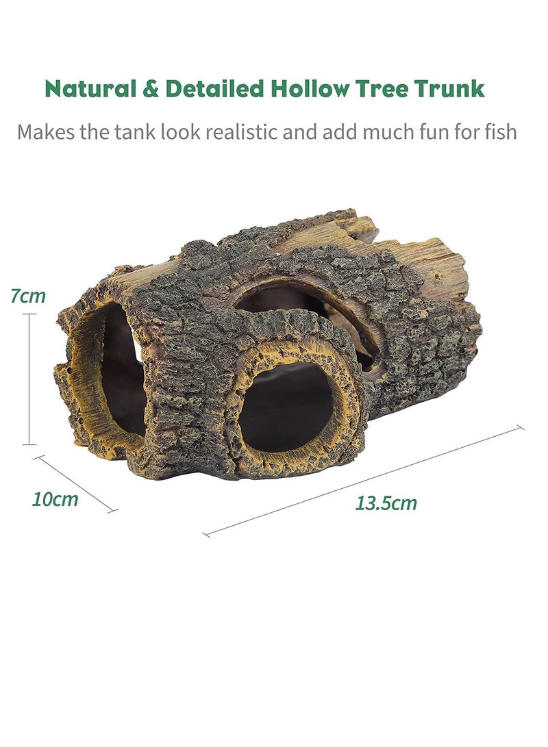 Y&D Resin Hollow Tree Trunk Betta Log Aquarium Decorations Ornament Fish House Cave Wood Decor for Small and Medium Tank - Image 5