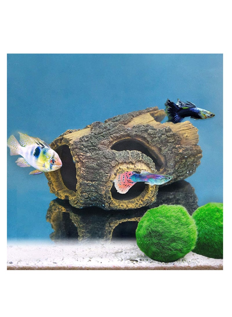 Y&D Resin Hollow Tree Trunk Betta Log Aquarium Decorations Ornament Fish House Cave Wood Decor for Small and Medium Tank - Image 2