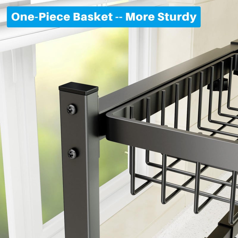 SNSLXH 4 Baskets 2-Tier Over The Sink Dish Drying Rack, 26.57"-35", Large Sink Rack for Kitchen, Extensible and Adjustable, Saving Kitchen Space - Image 3