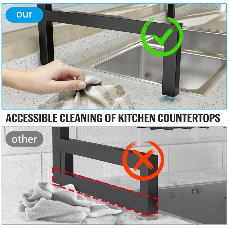 SNSLXH 4 Baskets 2-Tier Over The Sink Dish Drying Rack, 26.57"-35", Large Sink Rack for Kitchen, Extensible and Adjustable, Saving Kitchen Space - Image 4