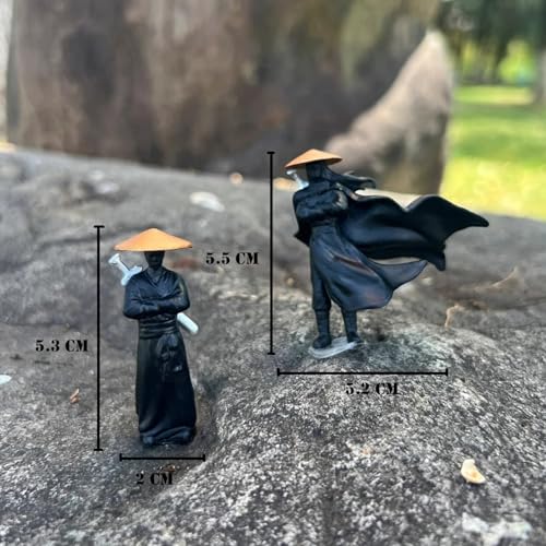 Spiaty PVC Japanese Samurai Figurine Set with Black Horse Decorative Home, Office and Car Dashboard Ornaments, Set of 4 - Image 5
