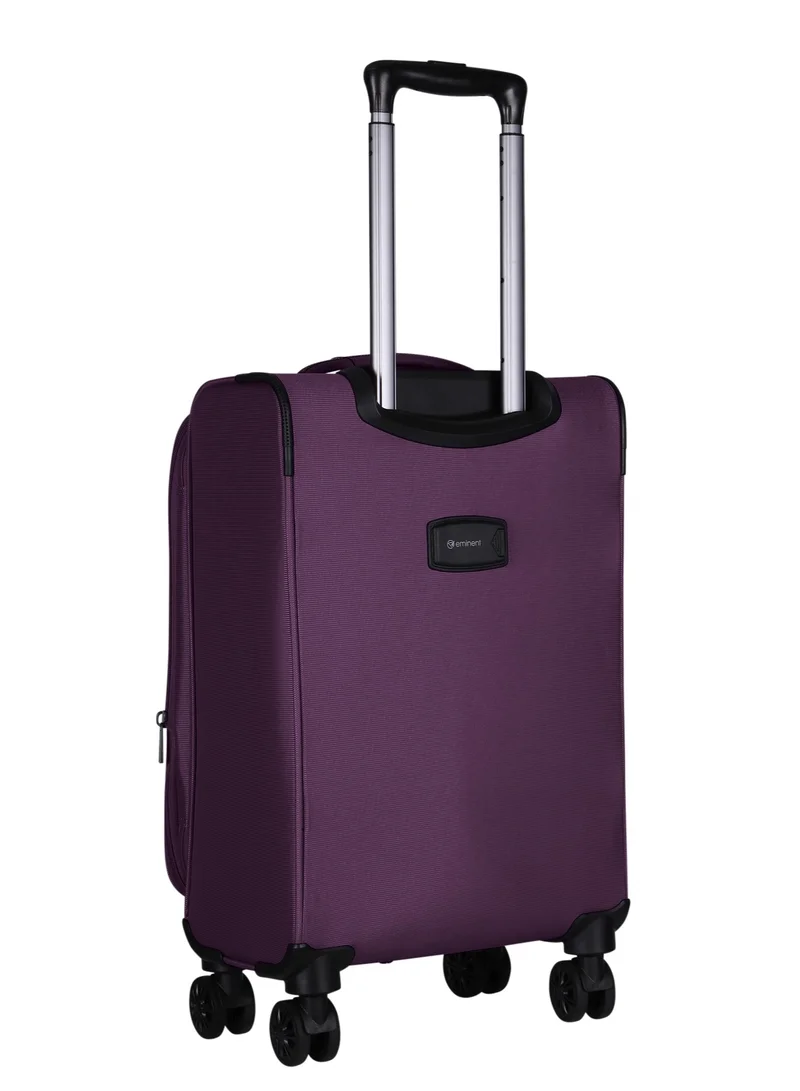 eminent Unisex Soft Travel Bag Cabin Luggage Trolley Polyester Lightweight Expandable 4 Double Spinner Wheeled Suitcase with 3 Digit TSA lock E788 Purple