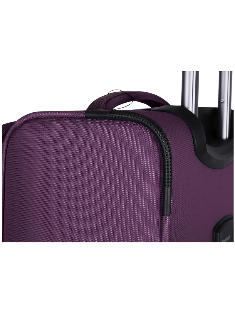 eminent Unisex Soft Travel Bag Cabin Luggage Trolley Polyester Lightweight Expandable 4 Double Spinner Wheeled Suitcase with 3 Digit TSA lock E788 Purple