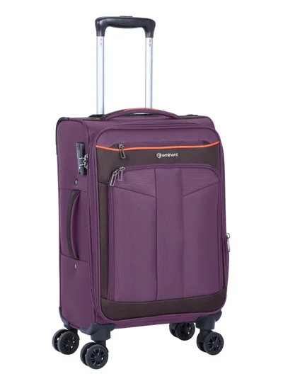 eminent Unisex Soft Travel Bag Cabin Luggage Trolley Polyester Lightweight Expandable 4 Double Spinner Wheeled Suitcase with 3 Digit TSA lock E788 Purple