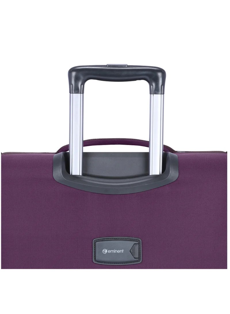 eminent Unisex Soft Travel Bag Cabin Luggage Trolley Polyester Lightweight Expandable 4 Double Spinner Wheeled Suitcase with 3 Digit TSA lock E788 Purple