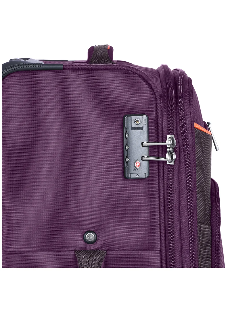 eminent Unisex Soft Travel Bag Cabin Luggage Trolley Polyester Lightweight Expandable 4 Double Spinner Wheeled Suitcase with 3 Digit TSA lock E788 Purple