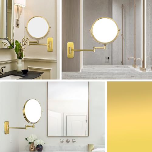 Nicesail Brass Make up Mirror Wall Mounted,1X and 7X Double-Sided Magnifying Mirror Brass Vanity Mirror for Bathroom Wall Extendable Swivel, Antique Brass Finish (8 Inch, 7X) - Image 2